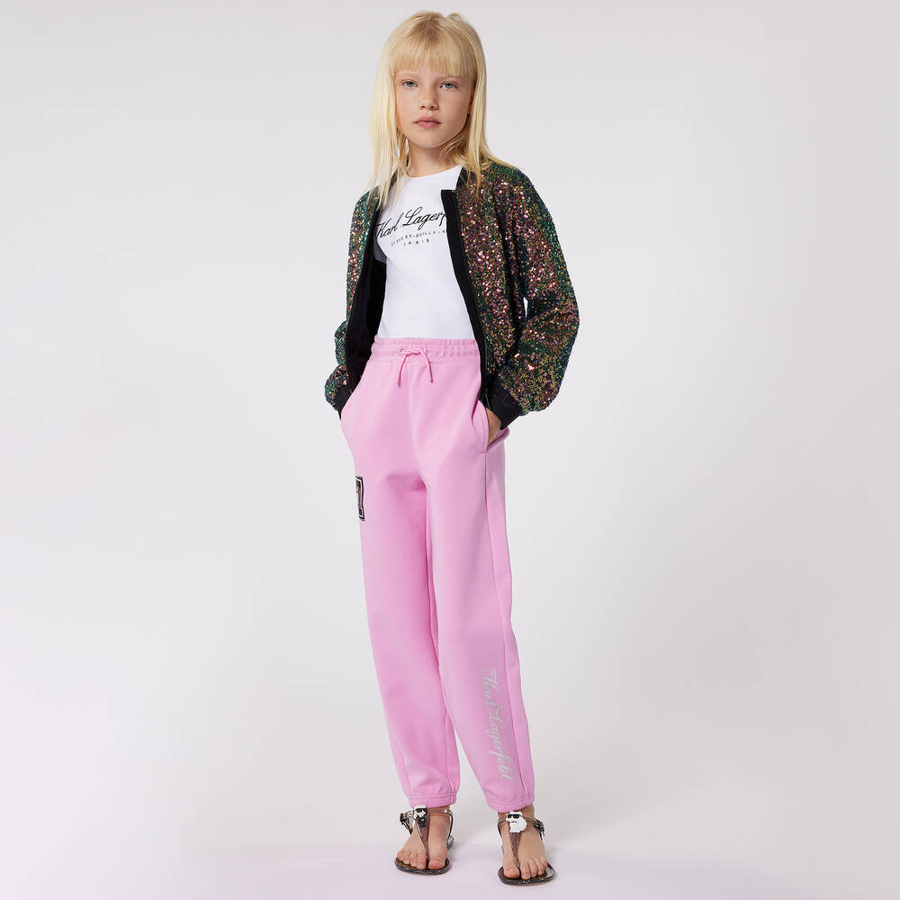 KARL LAGERFELD KIDS-Girls Green Sequin Bomber Jacket | Childrensalon Outlet