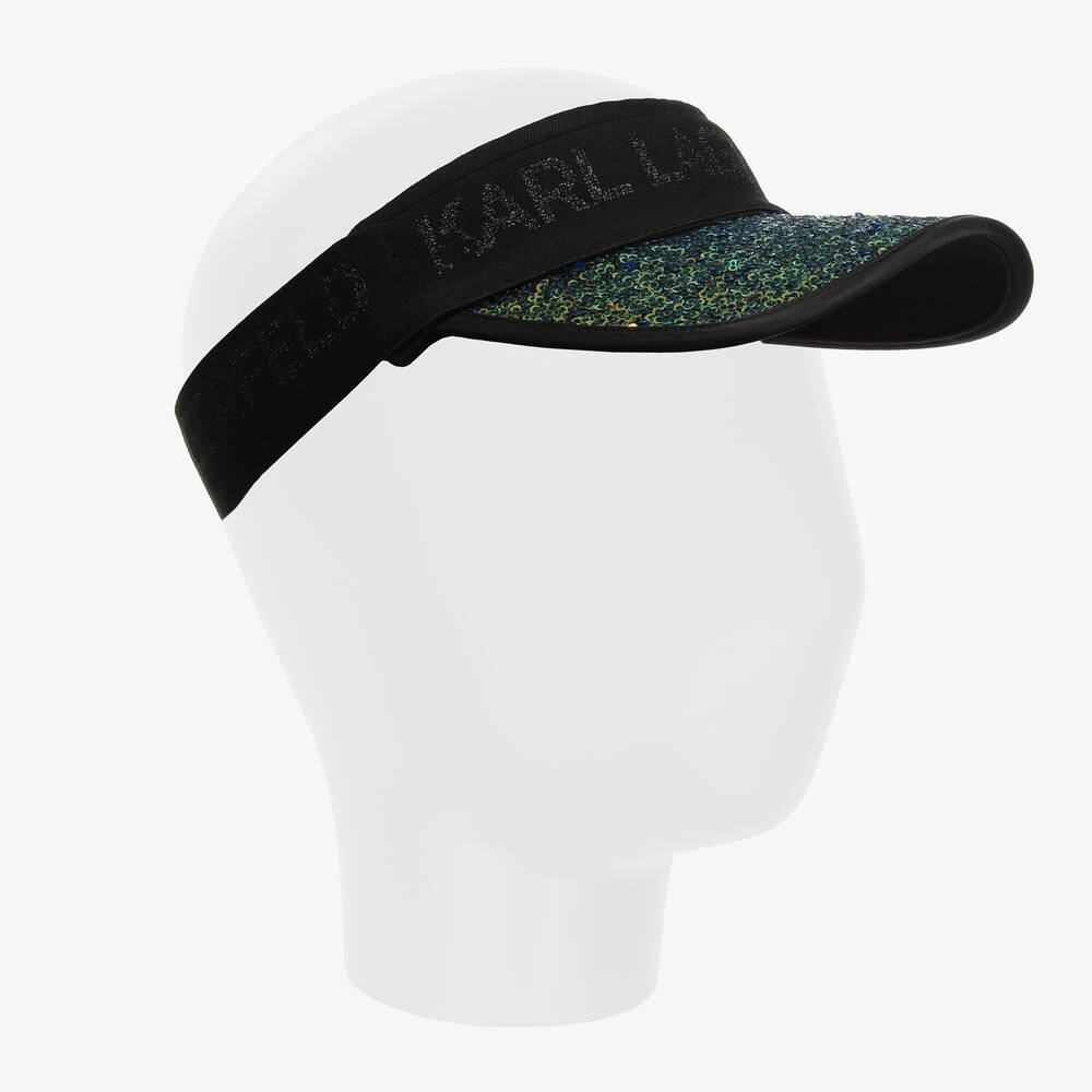 KARL LAGERFELD KIDS-Girls Green Sequin Sun Visor | Childrensalon Outlet