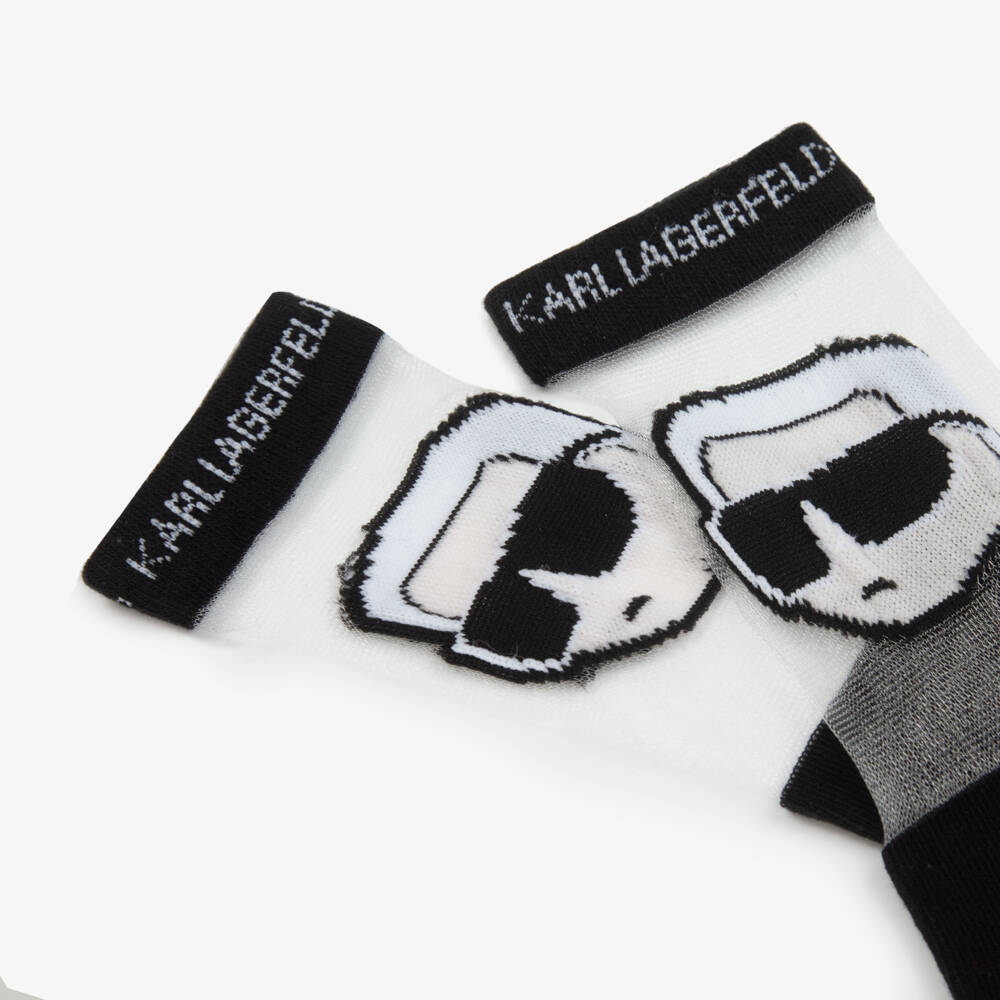 KARL LAGERFELD KIDS-Girls Iconic Black Mesh Socks | Childrensalon Outlet