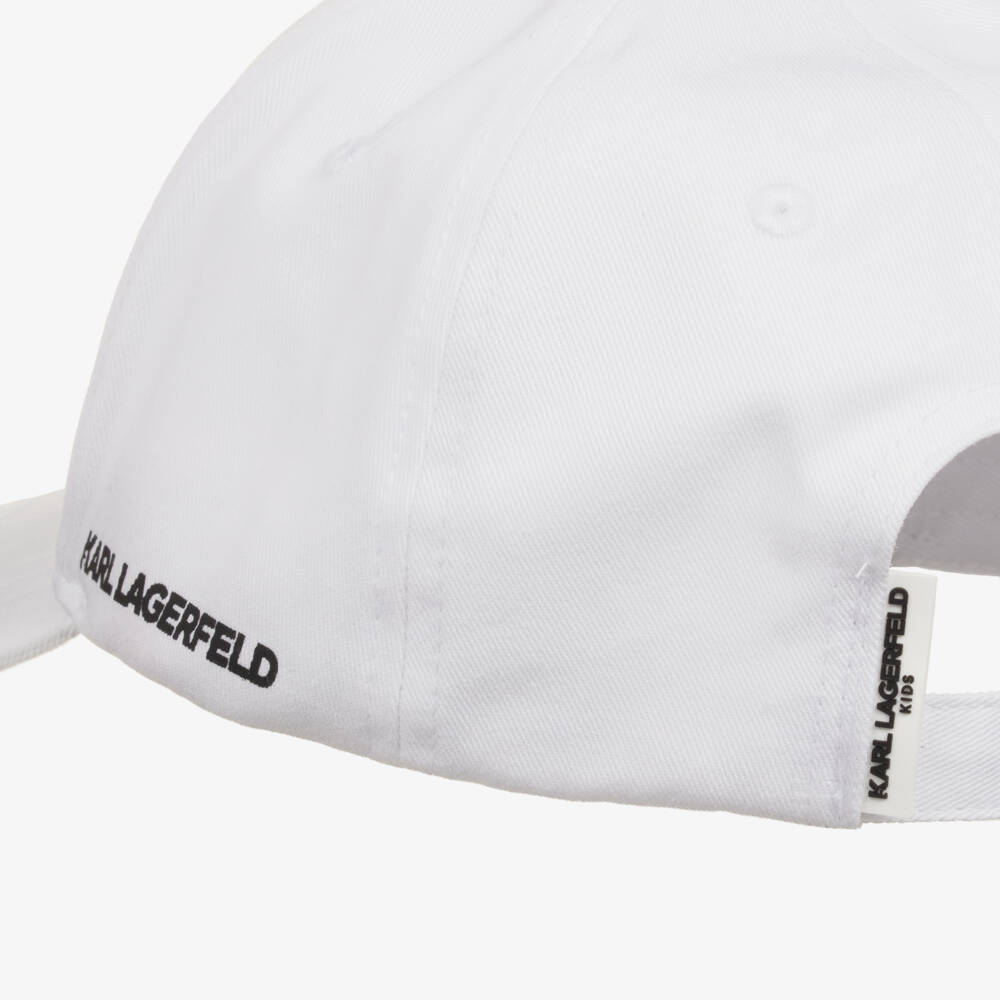 KARL LAGERFELD KIDS-Girls Iconic White Cotton Twill Hat | Childrensalon Outlet