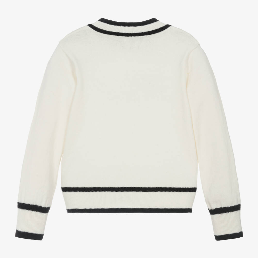KARL LAGERFELD KIDS-بلوفر كشمير وقطن محبوك لون عاجي للبنات | Childrensalon Outlet