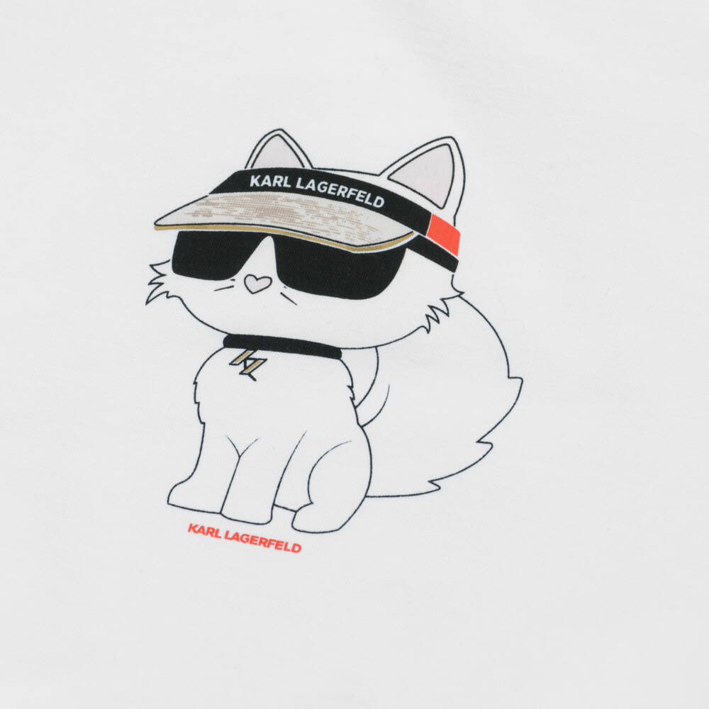 KARL LAGERFELD KIDS-Girls Ivory Choupette Cotton Tee | Childrensalon Outlet