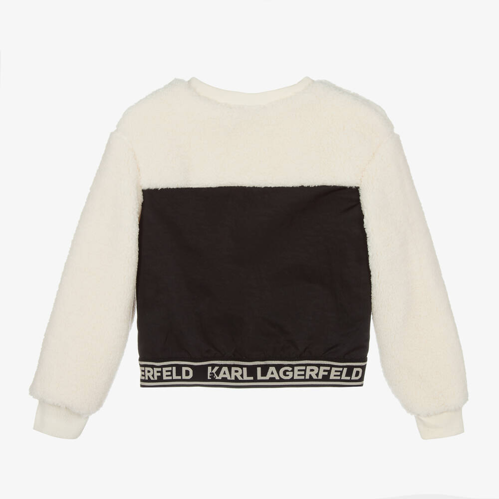 KARL LAGERFELD KIDS-Girls Ivory Faux Fur Pullover | Childrensalon Outlet