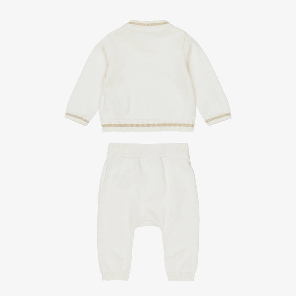 KARL LAGERFELD KIDS-Girls Ivory Logo Knit Outfit | Childrensalon Outlet