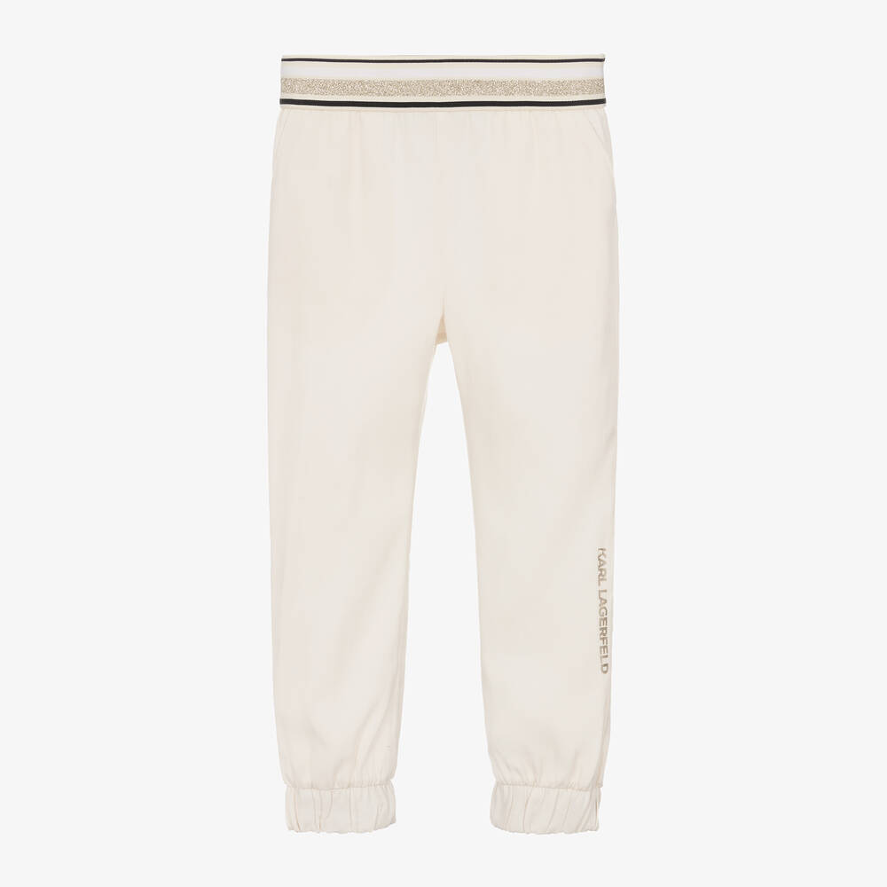 KARL LAGERFELD KIDS-Girls Ivory Lyocell Joggers | Childrensalon Outlet