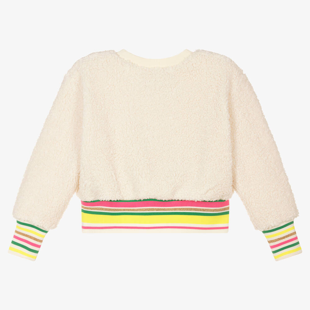 KARL LAGERFELD KIDS-Girls Ivory Sherpa Fleece Sweatshirt | Childrensalon Outlet
