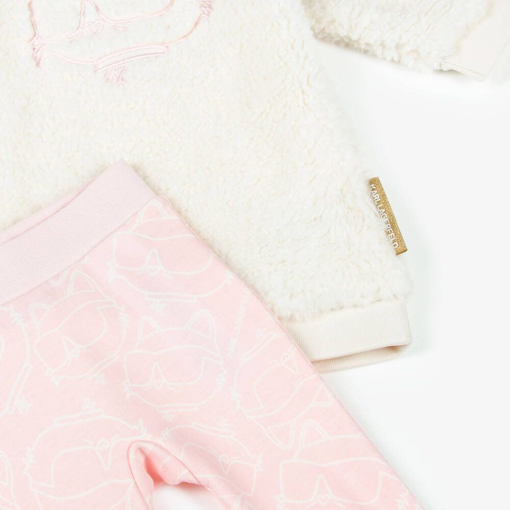 KARL LAGERFELD KIDS-Girls Ivory Tunic & Pink Leggings Set | Childrensalon Outlet