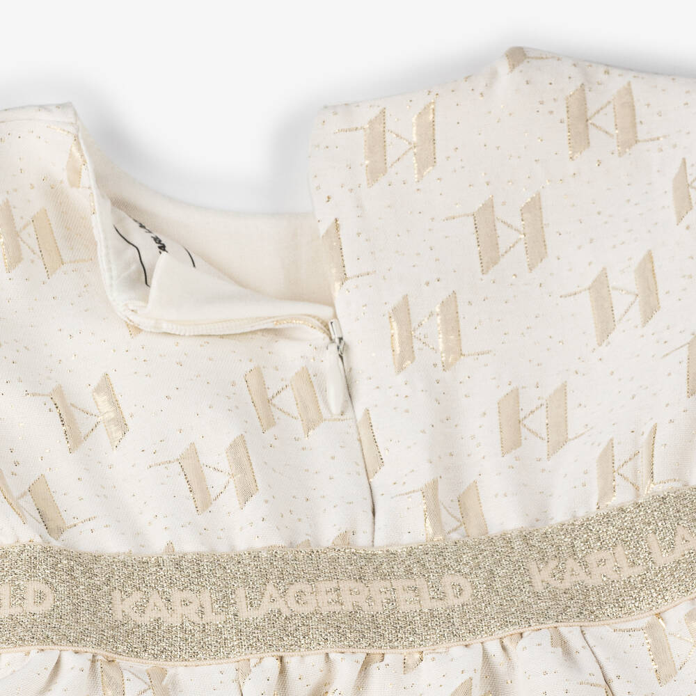 KARL LAGERFELD KIDS-Girls Luxe Ivory & Gold Gown | Childrensalon Outlet
