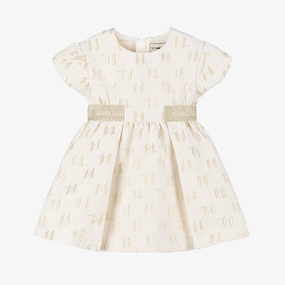 KARL LAGERFELD KIDS-Girls Luxe Ivory & Gold Gown | Childrensalon Outlet