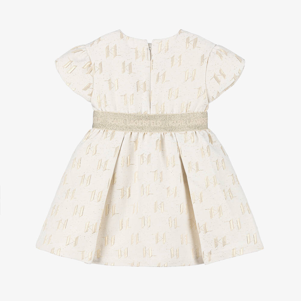 KARL LAGERFELD KIDS-Girls Luxe Ivory & Gold Gown | Childrensalon Outlet