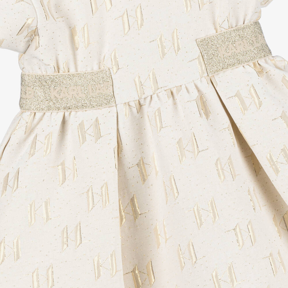 KARL LAGERFELD KIDS-Girls Luxe Ivory & Gold Gown | Childrensalon Outlet