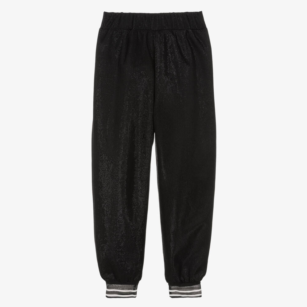 KARL LAGERFELD KIDS-Girls Metallic Black Jogging Trousers | Childrensalon Outlet