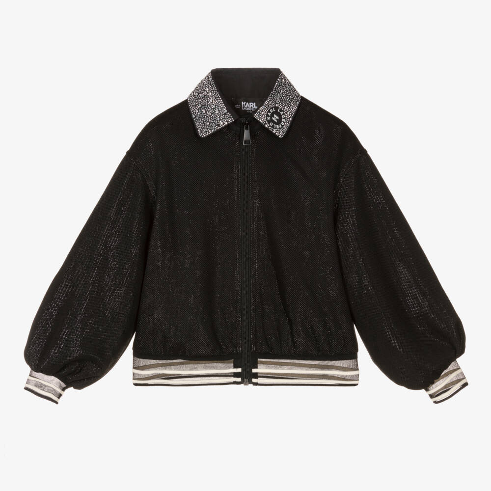 KARL LAGERFELD KIDS-Girls Metallic Glitter Zip Top | Childrensalon Outlet