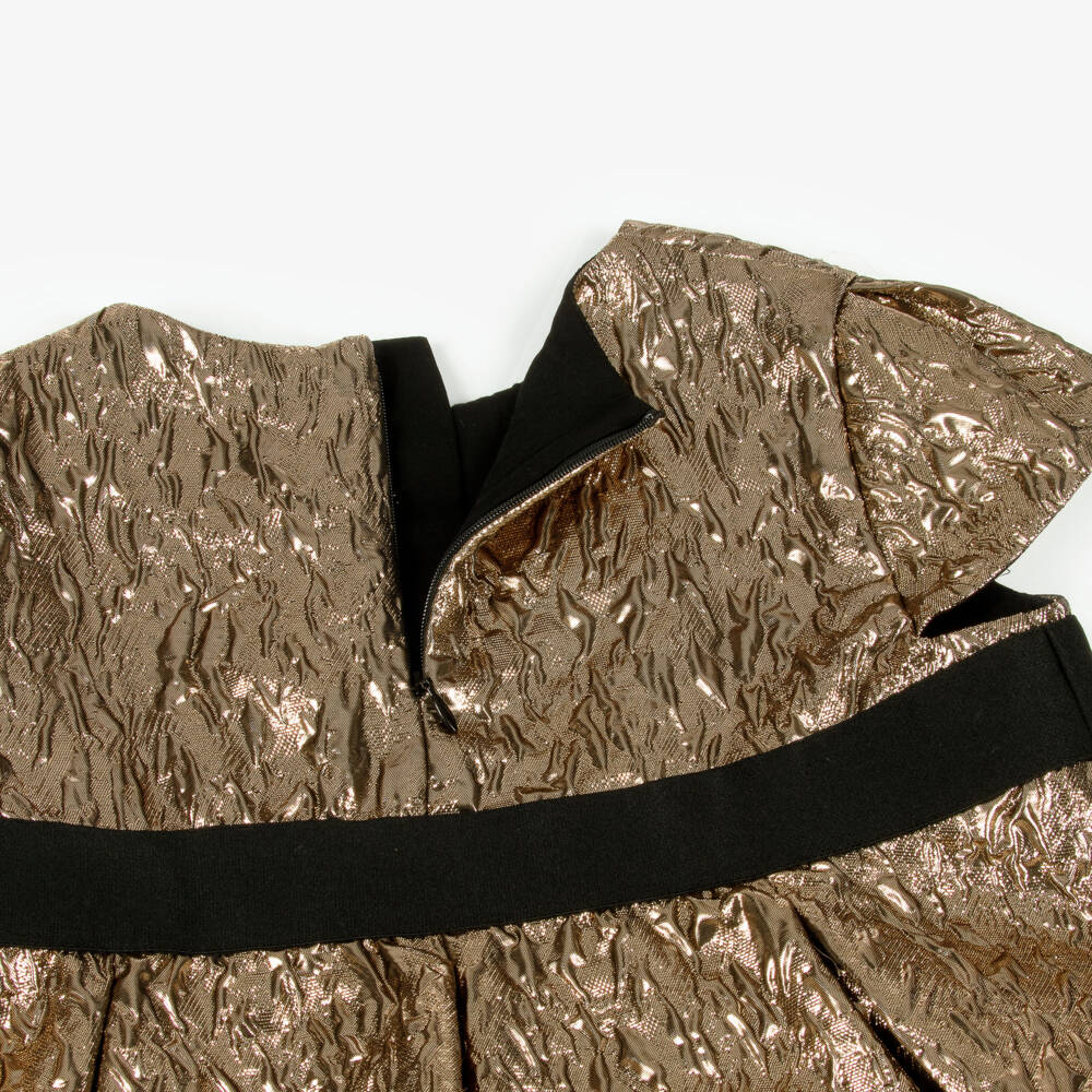 KARL LAGERFELD KIDS-بلوزة ذهبية بنقشة مجعدة للبنات | Childrensalon Outlet