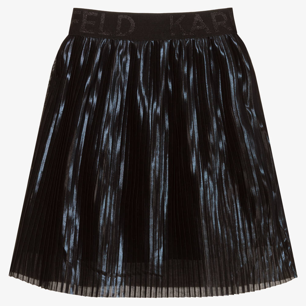KARL LAGERFELD KIDS-Girls Navy Blue Pleated Skirt | Childrensalon Outlet