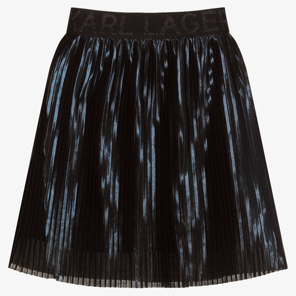 KARL LAGERFELD KIDS - Girls Navy Blue Pleated Skirt | Childrensalon