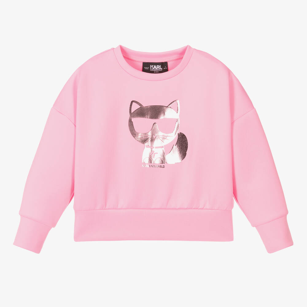 KARL LAGERFELD KIDS - Неоново-розовый свитшот для девочек | Childrensalon