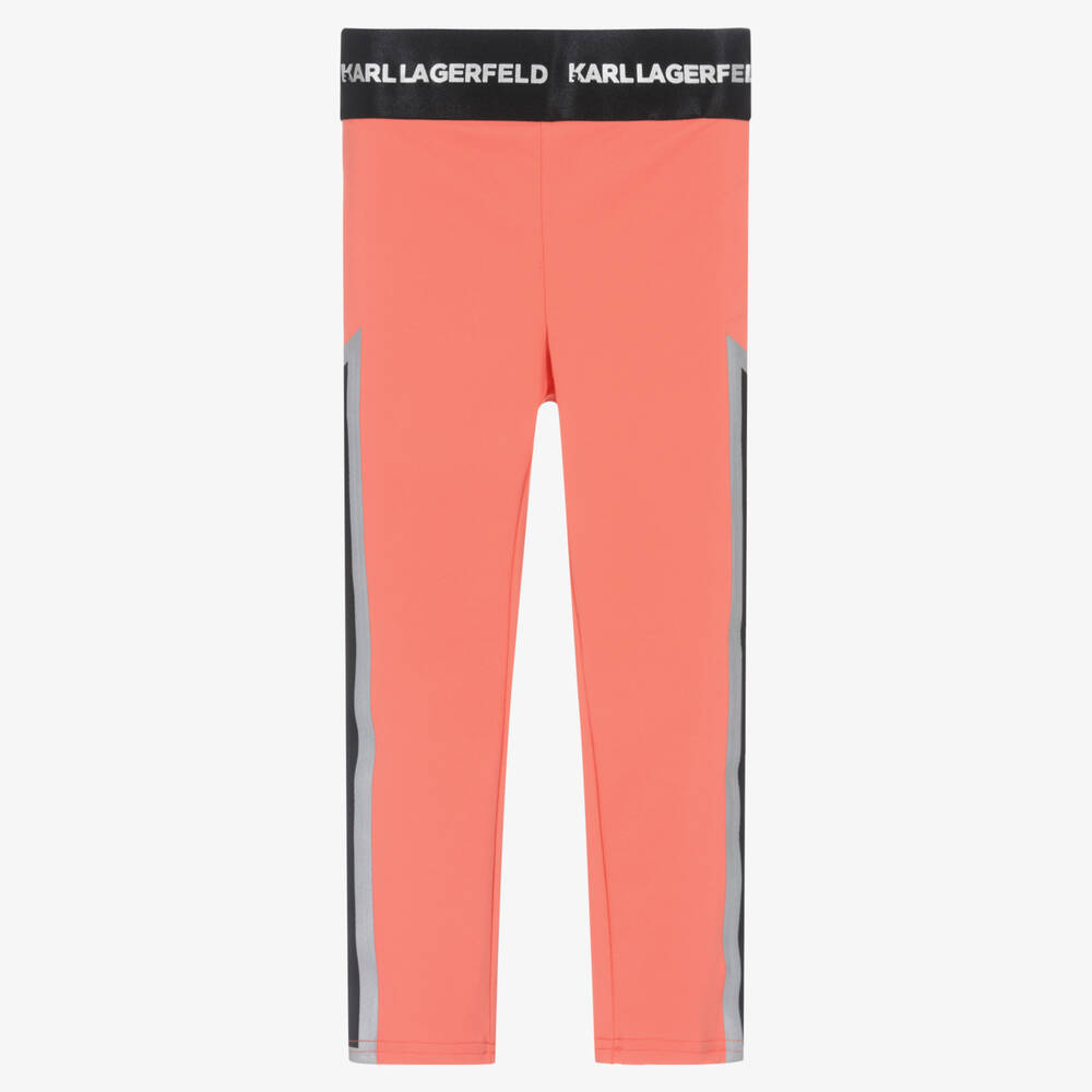 KARL LAGERFELD KIDS - Girls Orange Jersey Logo Leggings | Childrensalon