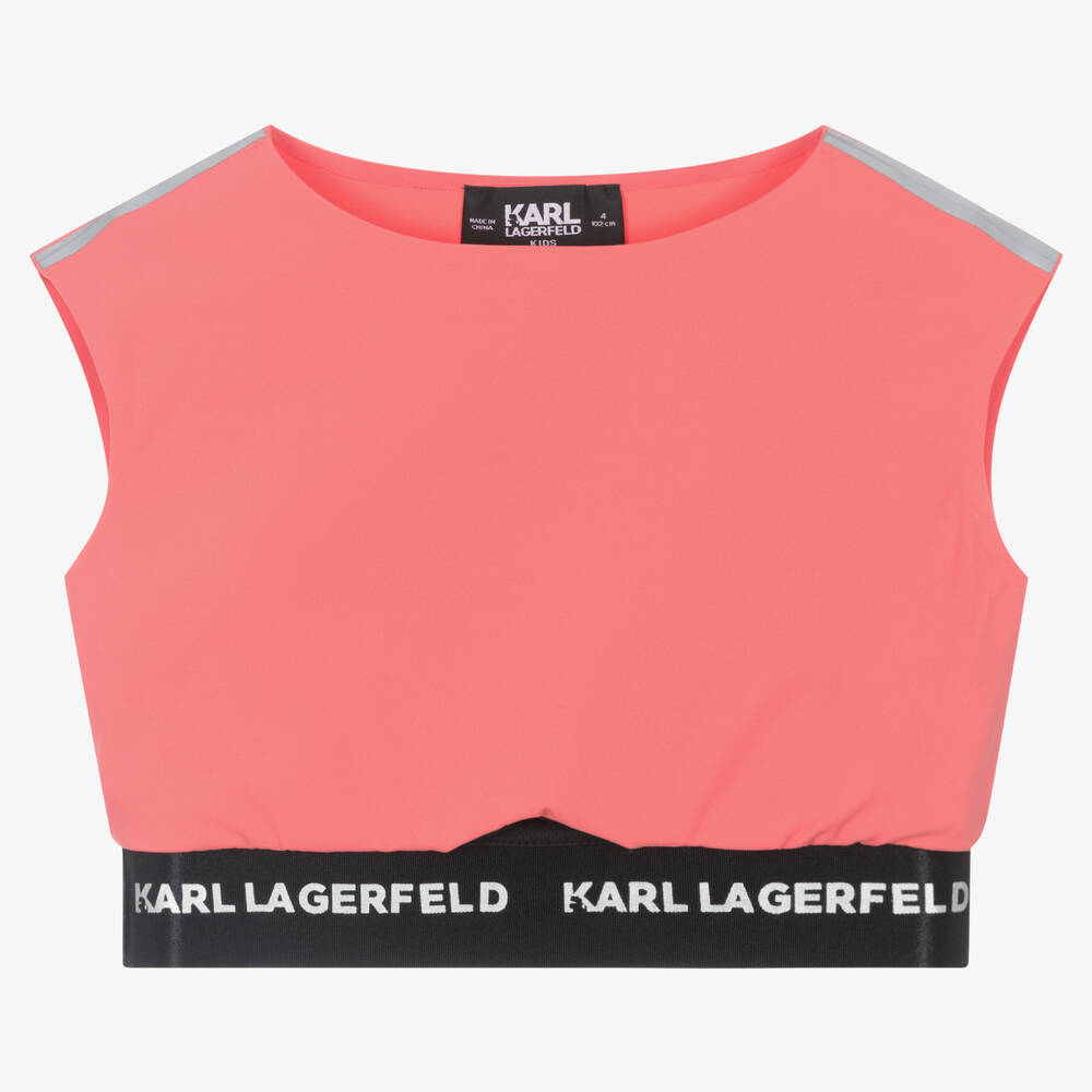 KARL LAGERFELD KIDS - Girls Orange Jersey Vest Top | Childrensalon