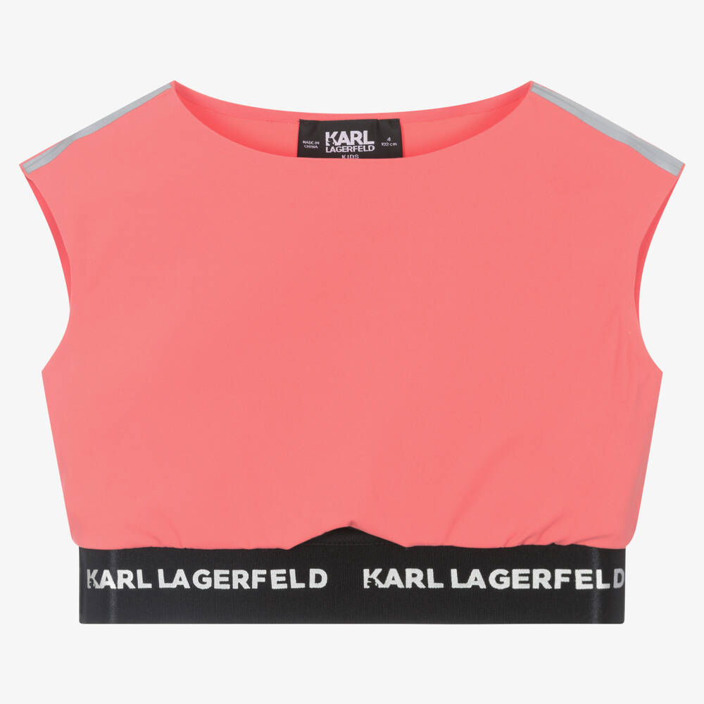 KARL LAGERFELD KIDS-Girls Orange Jersey Vest Top | Childrensalon Outlet