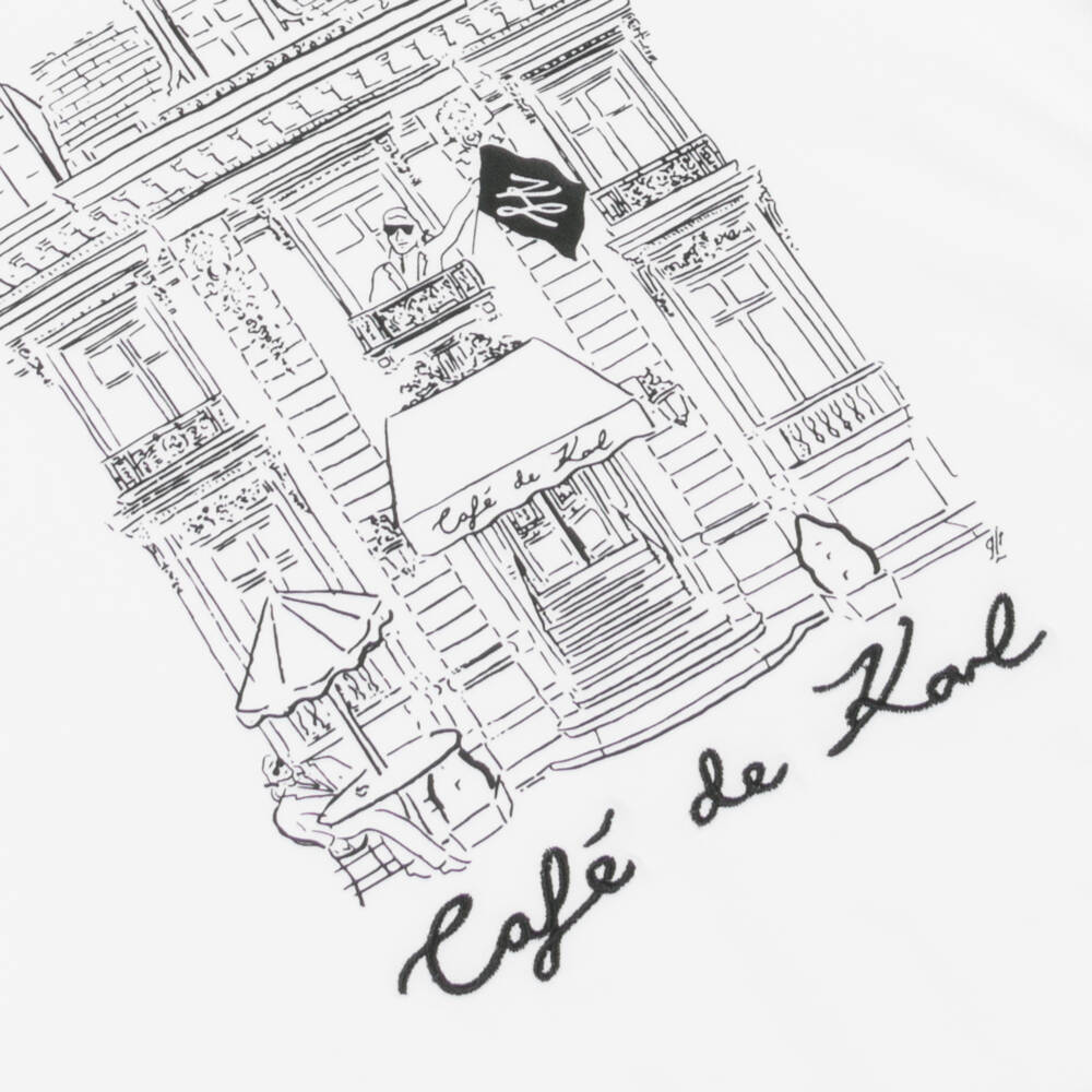 KARL LAGERFELD KIDS-Girls Organic White Cotton Tee | Childrensalon Outlet