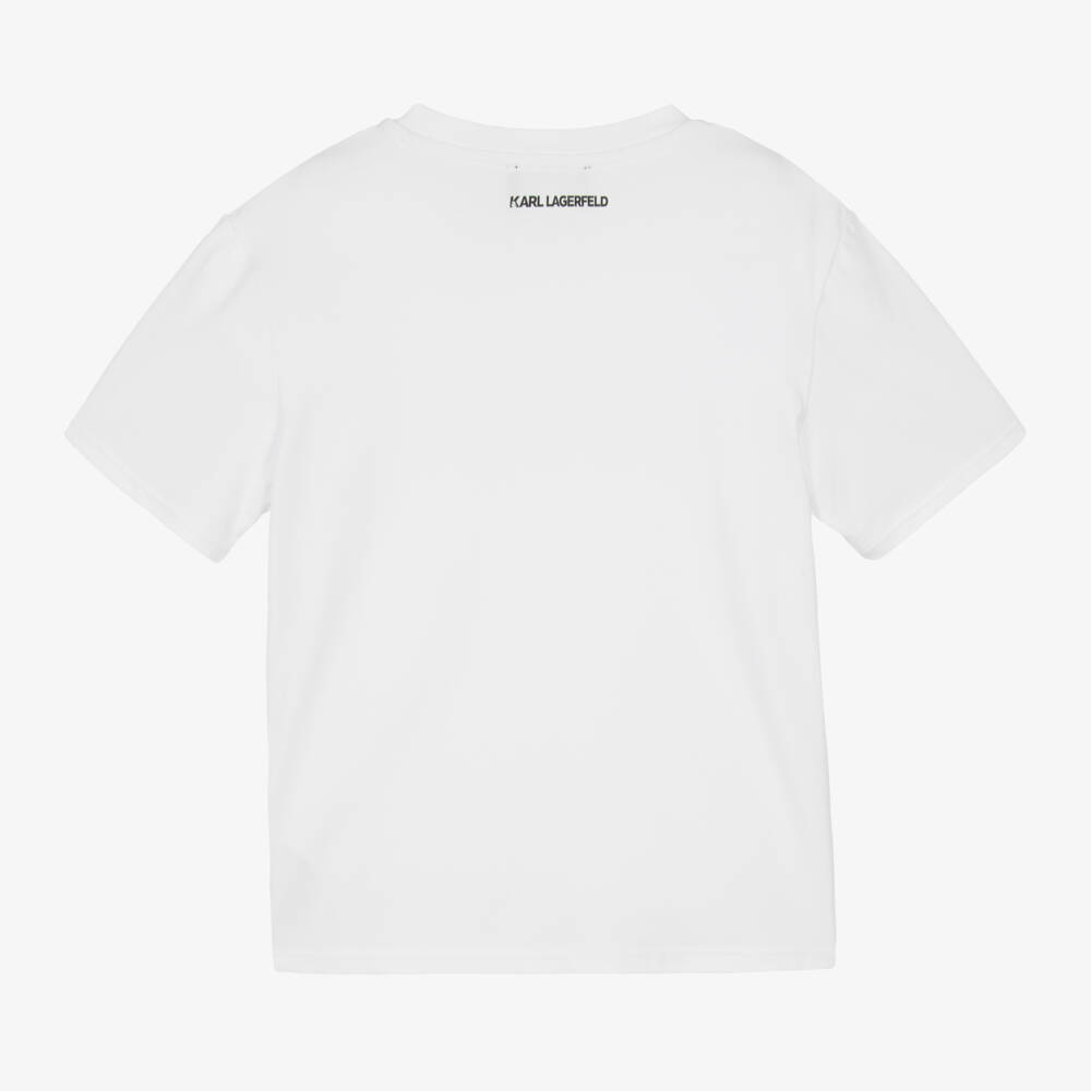 KARL LAGERFELD KIDS-Белая органическая футболка для девочек | Childrensalon Outlet