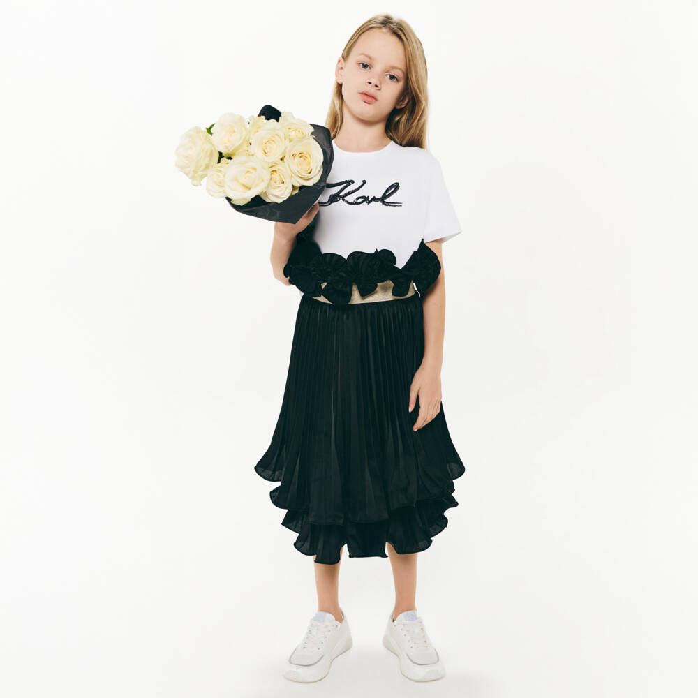 KARL LAGERFELD KIDS-Белая органическая футболка для девочек | Childrensalon Outlet