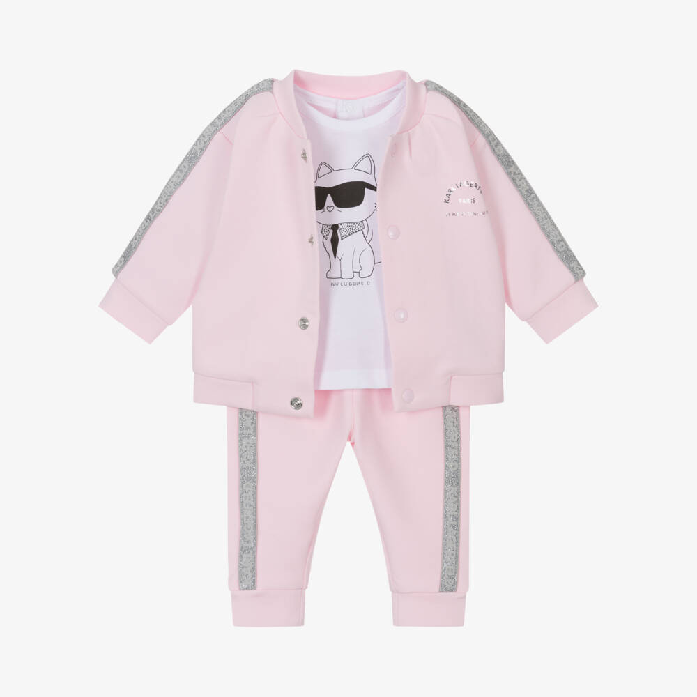 KARL LAGERFELD KIDS-Girls Pastel Cotton Tracksuit Set | Childrensalon Outlet
