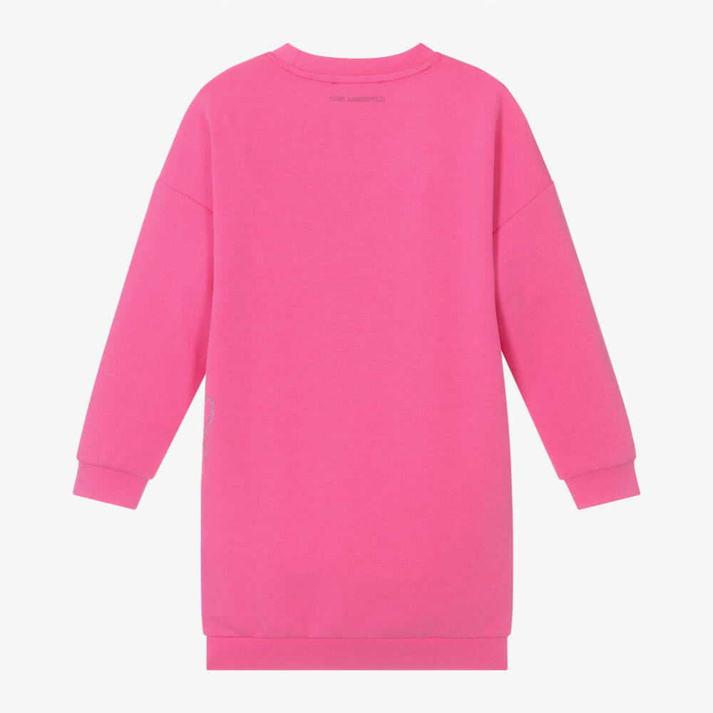 KARL LAGERFELD KIDS-Girls Pink Choupette Sweatdress | Childrensalon Outlet