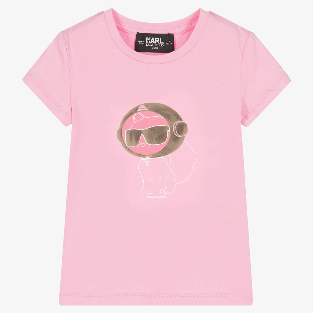 KARL LAGERFELD KIDS - Розовая футболка с Шупетт | Childrensalon
