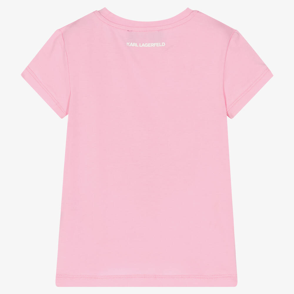 KARL LAGERFELD KIDS-Girls Pink Choupette T-Shirt | Childrensalon Outlet