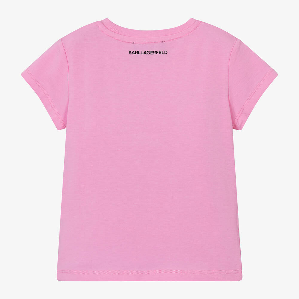 KARL LAGERFELD KIDS Girls Pink Cotton Choupette T Shirt