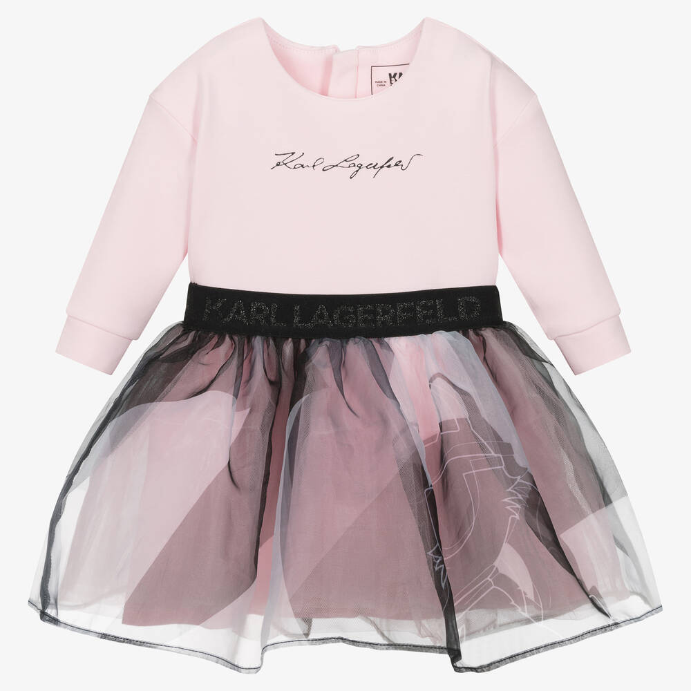 KARL LAGERFELD KIDS - Розовый хлопковый топ и юбка из органзы | Childrensalon
