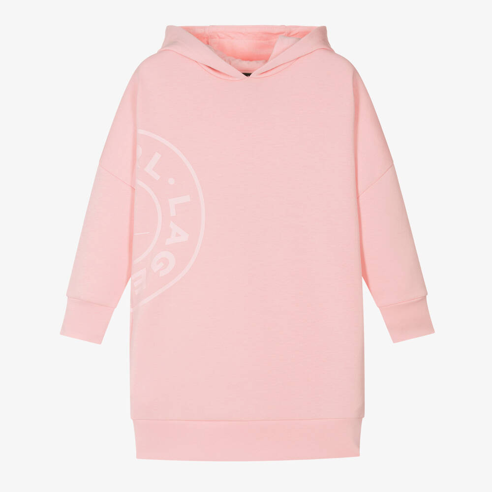 KARL LAGERFELD KIDS -  Розовое хлопковое платье-свитшот | Childrensalon