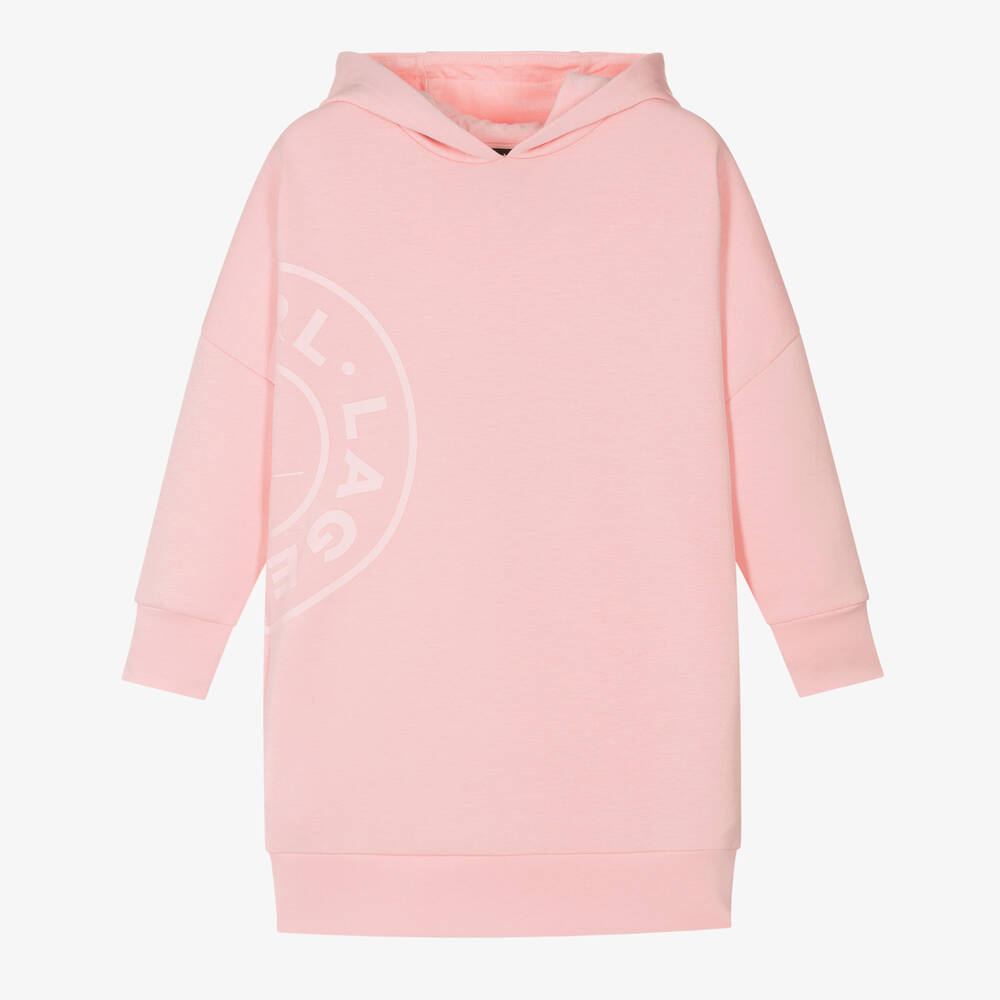 KARL LAGERFELD KIDS- Girls Pink Cotton Sweatshirt Dress | Childrensalon Outlet