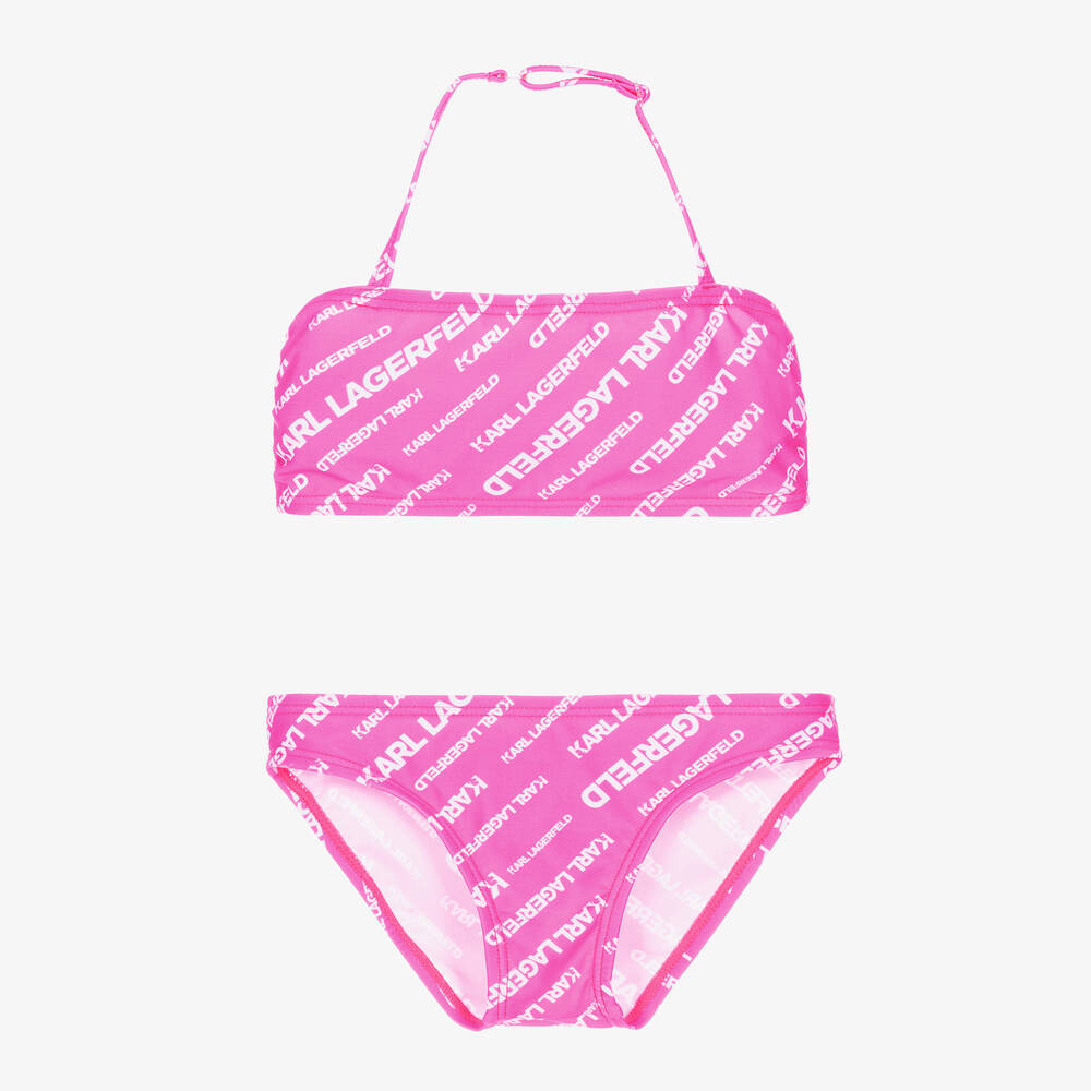 KARL LAGERFELD KIDS-Girls Pink Logo Bikini | Childrensalon Outlet