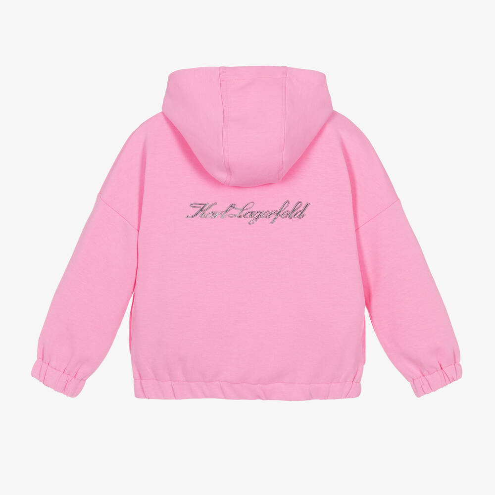 KARL LAGERFELD KIDS-Girls Pink Monogram Print Zip-Up Top | Childrensalon Outlet