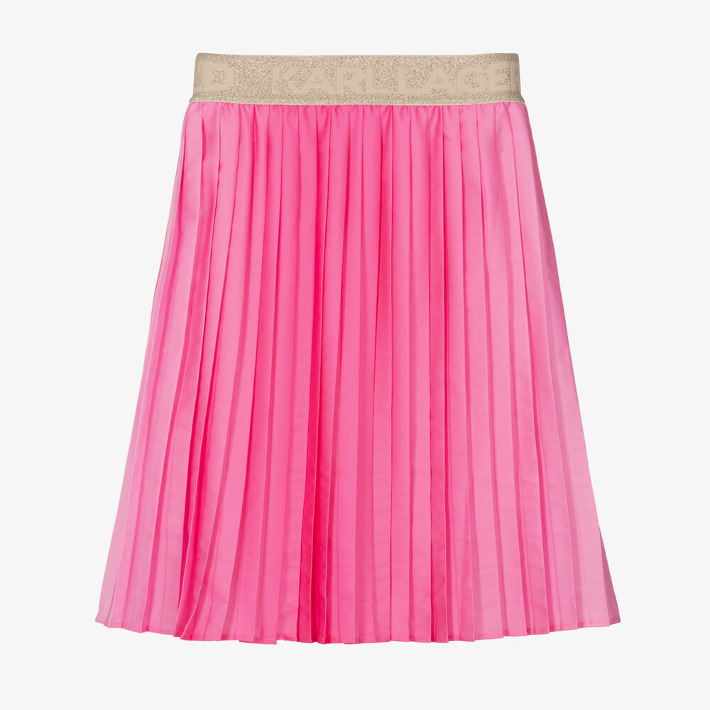 KARL LAGERFELD KIDS-Girls Pink Pleated Skirt | Childrensalon Outlet