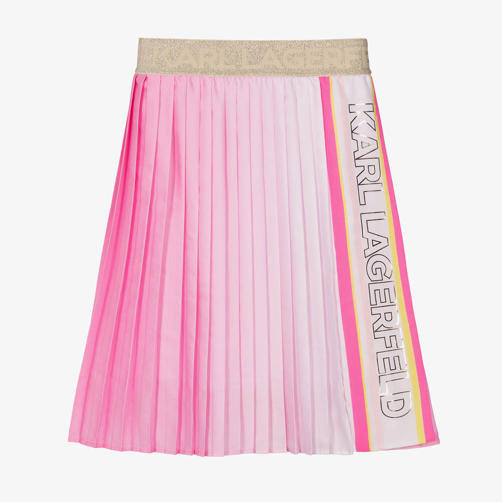 KARL LAGERFELD KIDS-Girls Pink Pleated Skirt | Childrensalon Outlet