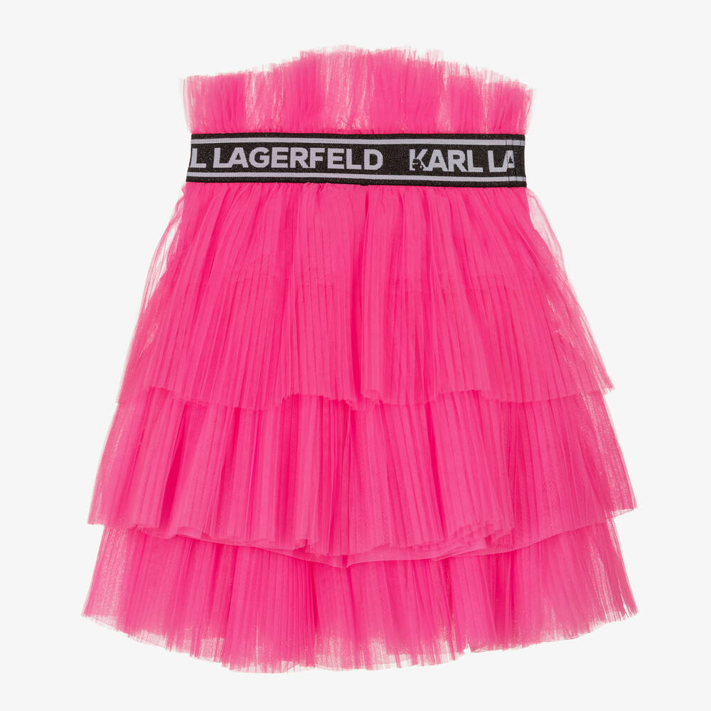KARL LAGERFELD KIDS-Girls Pink Pleated Tutu Skirt | Childrensalon Outlet