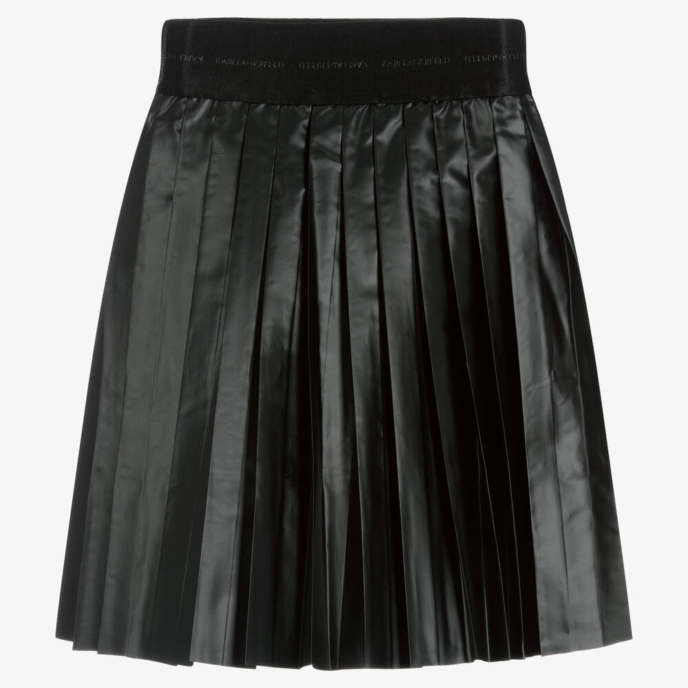 KARL LAGERFELD KIDS-تنورة تينز بناتي بكسرات لون أسود | Childrensalon Outlet