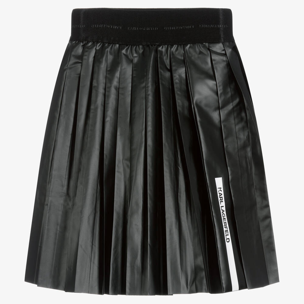 KARL LAGERFELD KIDS - Girls Pleated Black Logo Skirt | Childrensalon