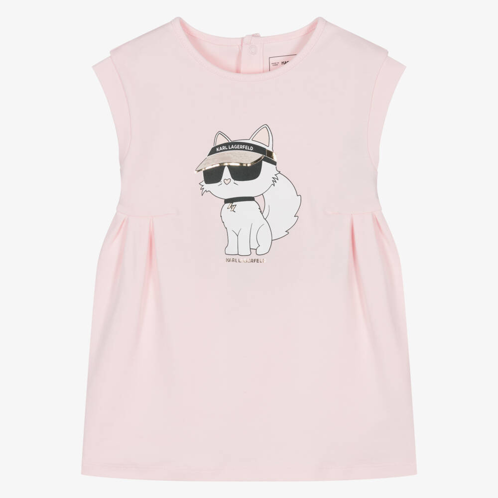 KARL LAGERFELD KIDS-فستان ساحر من القطن الوردي للبنات | Childrensalon Outlet