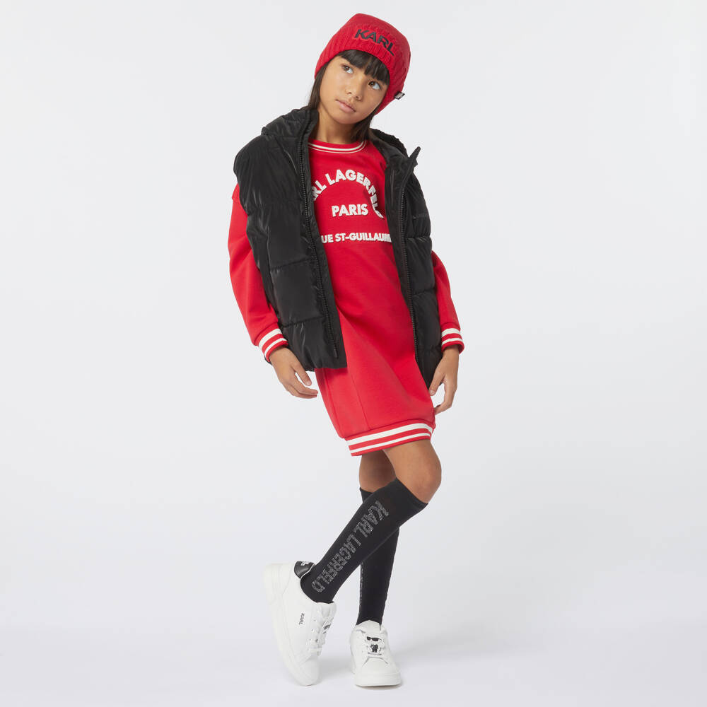 KARL LAGERFELD KIDS-Girls Scarlet Jersey Sweatshirt Dress | Childrensalon Outlet