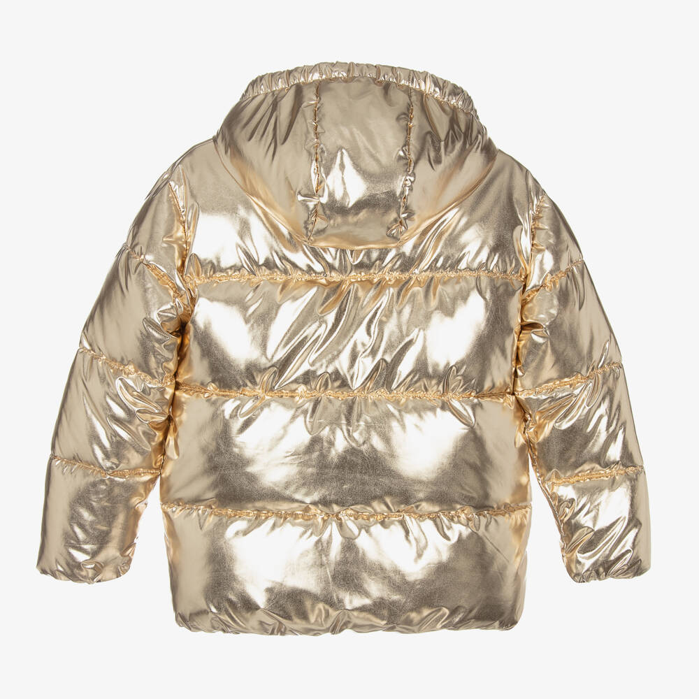 KARL LAGERFELD KIDS-Girls Shimmering Gold Puffer Coat | Childrensalon Outlet