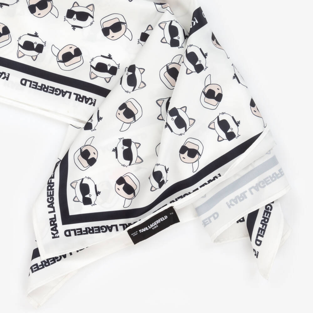 KARL LAGERFELD KIDS-Girls Silky Monochrome Satin Scarf | Childrensalon Outlet