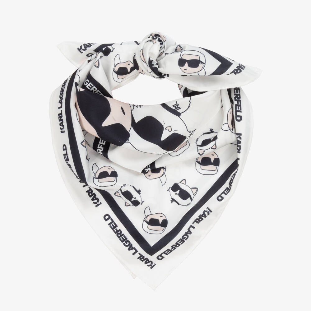 KARL LAGERFELD KIDS-Girls Silky Monochrome Satin Scarf | Childrensalon Outlet