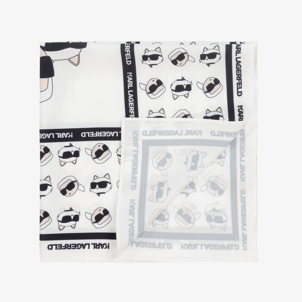 KARL LAGERFELD KIDS-Girls Silky Monochrome Satin Scarf | Childrensalon Outlet