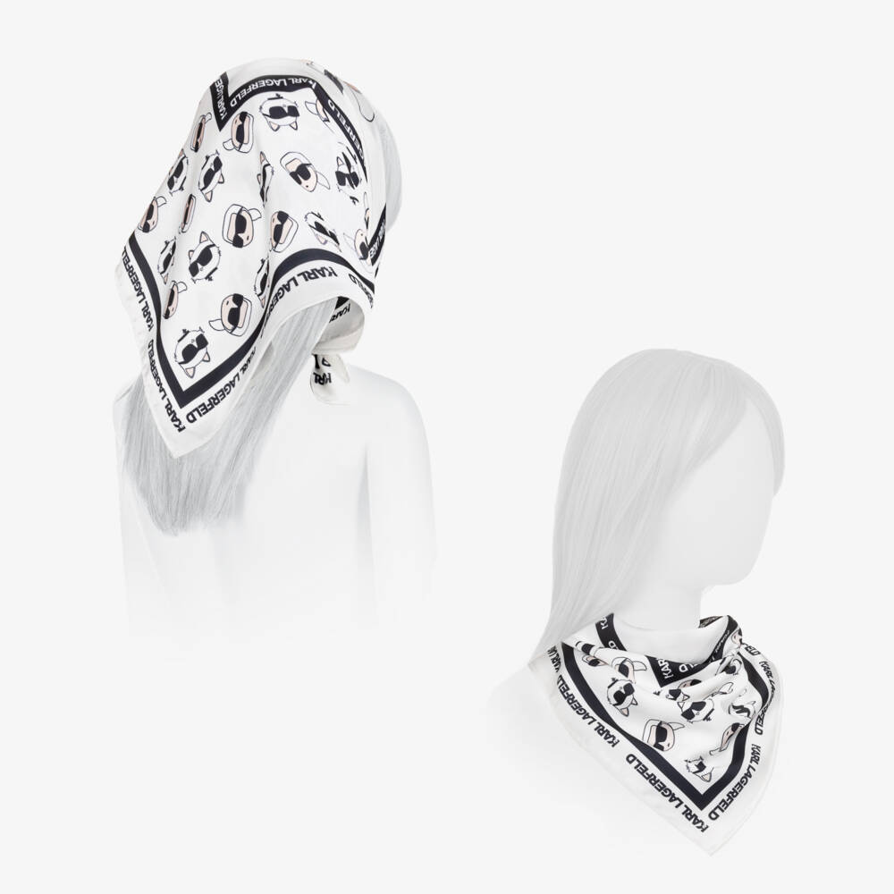 KARL LAGERFELD KIDS-Girls Silky Monochrome Satin Scarf | Childrensalon Outlet