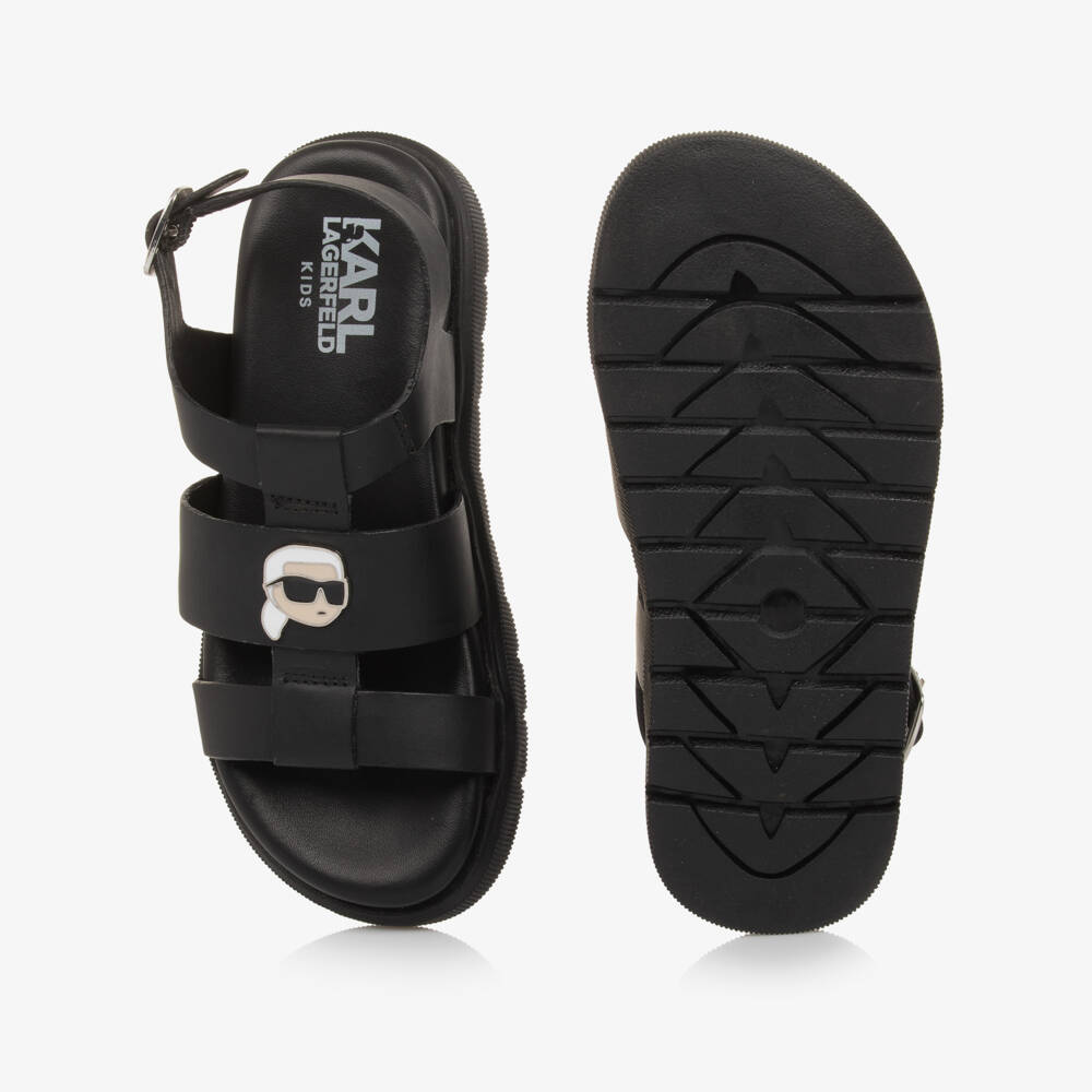 KARL LAGERFELD KIDS-Элегантные черные кожаные сандалии для девочек | Childrensalon Outlet